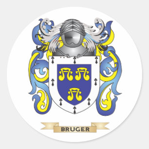 Pegatina Redonda Escudo de armas de Bruger (escudo familiar)