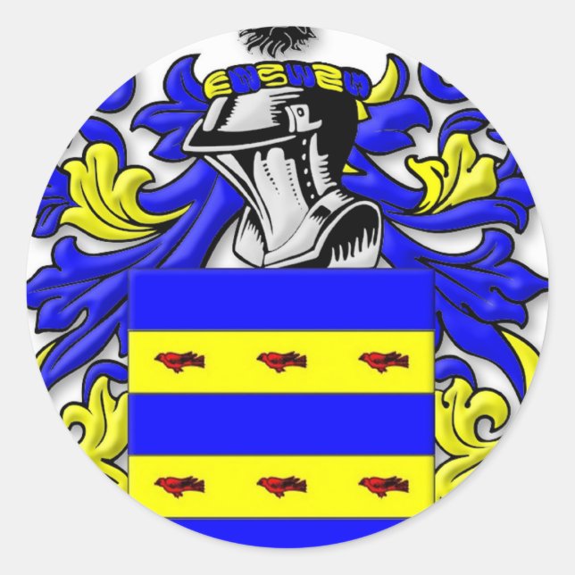 Pegatina Redonda Escudo de armas de Burdette (Anverso)