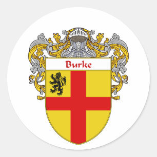 Pegatina Redonda Escudo de armas de Burke (cubierto)