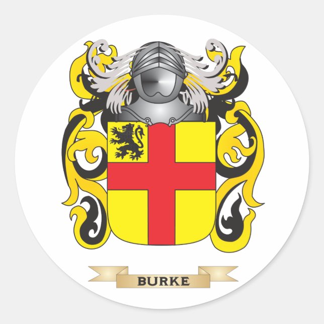 Pegatina Redonda Escudo de armas de burke (escudo familiar) (Anverso)