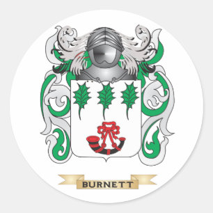 Pegatina Redonda Escudo de armas de Burnett (escudo familiar)
