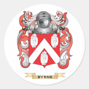 Pegatina Redonda Escudo de armas de Byrne (escudo familiar)