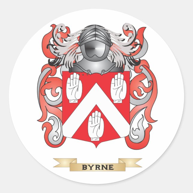 Pegatina Redonda Escudo de armas de Byrne (escudo familiar) (Anverso)