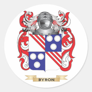 Pegatina Redonda Escudo de armas de Byron-(Ayton) (escudo familiar)