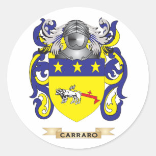Pegatina Redonda Escudo de armas de Carraro (reposo familiar)