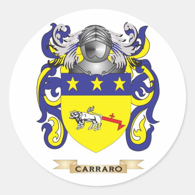 Pegatina Redonda Escudo de armas de Carraro (reposo familiar) (Anverso)