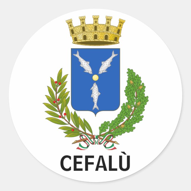 Pegatina Redonda Escudo de armas de Cefalú - Sicilia (Anverso)