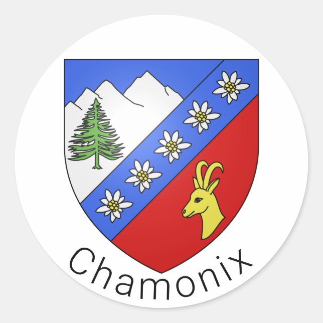 Pegatina Redonda Escudo de armas de Chamonix (Anverso)