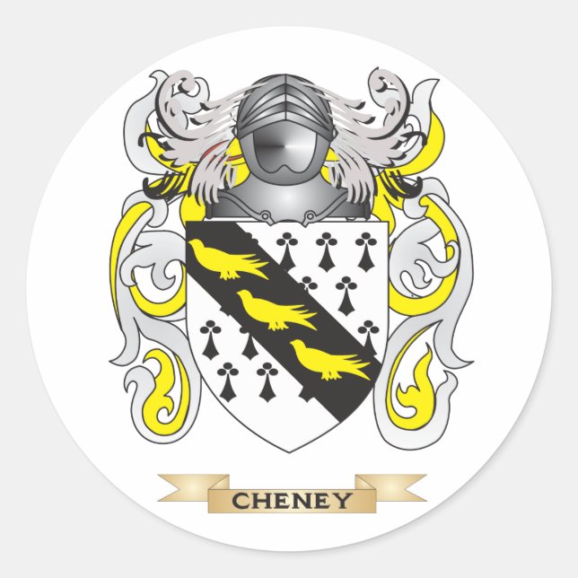 Pegatina Redonda Escudo de armas de Cheney (Anverso)