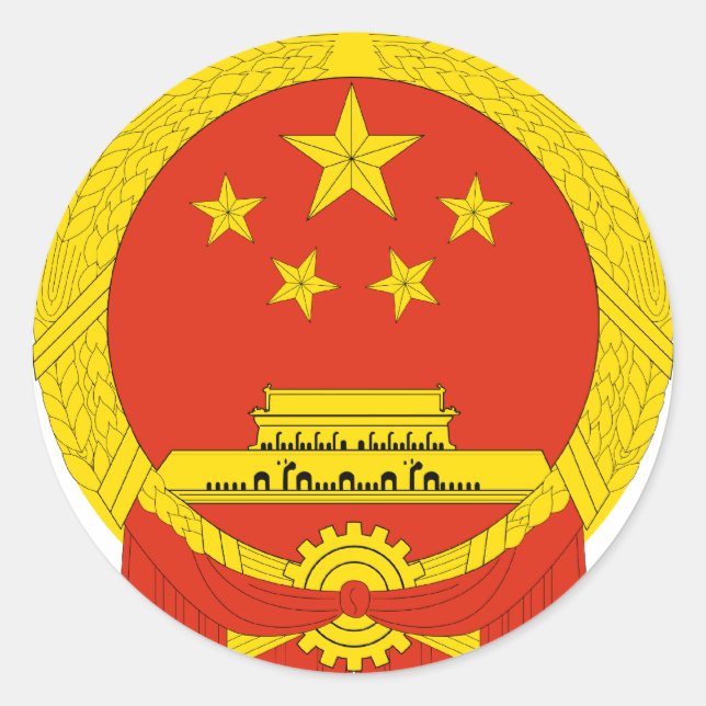 Pegatina Redonda escudo de armas de china (Anverso)