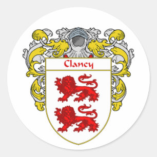 Pegatina Redonda Escudo de armas de Clancy (cubierto)