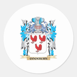 Pegatina Redonda Escudo de armas de Cockburn - escudo familiar