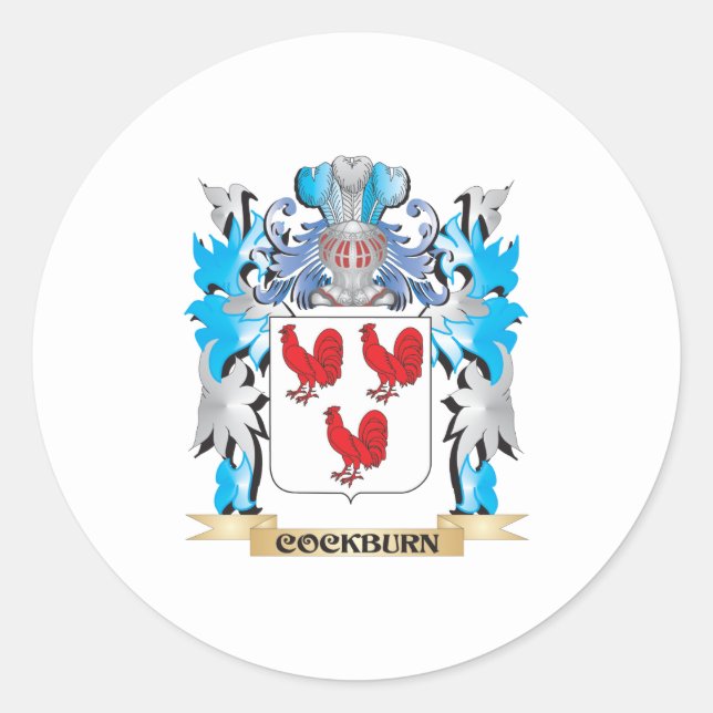 Pegatina Redonda Escudo de armas de Cockburn - escudo familiar (Anverso)