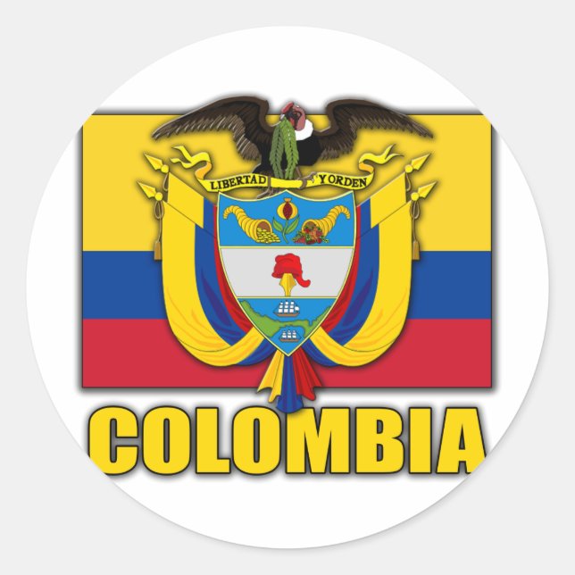 Pegatina Redonda Escudo de armas de Colombia (Anverso)