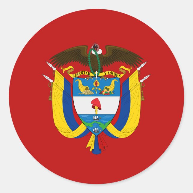 Pegatina Redonda Escudo de armas de Colombia (Anverso)