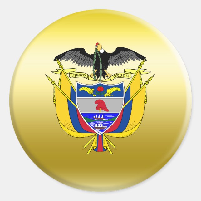 Pegatina Redonda Escudo de armas de Colombia (Anverso)