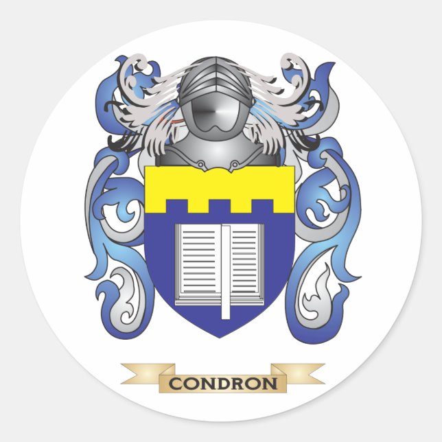 Pegatina Redonda Escudo de armas de Condron (Anverso)