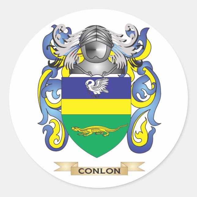 Pegatina Redonda Escudo de armas de Conlon (Anverso)
