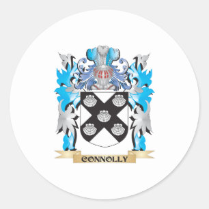 Pegatina Redonda Escudo de armas de Connolly - reposo familiar