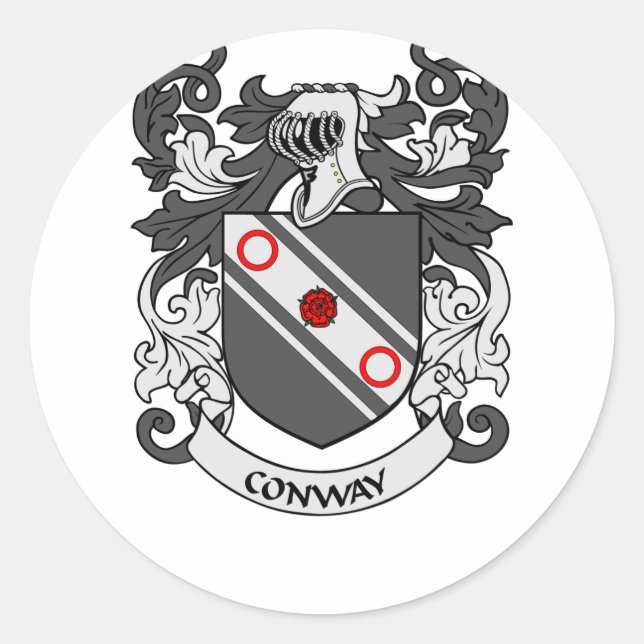 Pegatina Redonda Escudo de armas de CONWAY (Anverso)