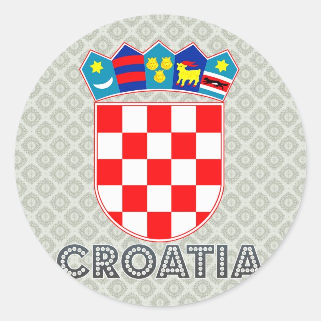 Pegatina Redonda Escudo de armas de Croacia (Anverso)