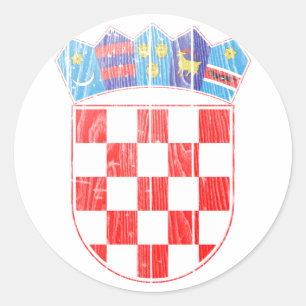 Pegatina Redonda Escudo De Armas De Croacia