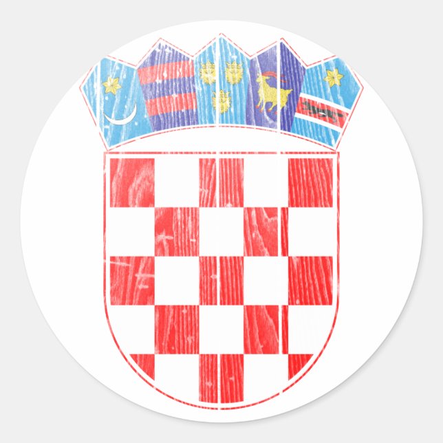 Pegatina Redonda Escudo De Armas De Croacia (Anverso)