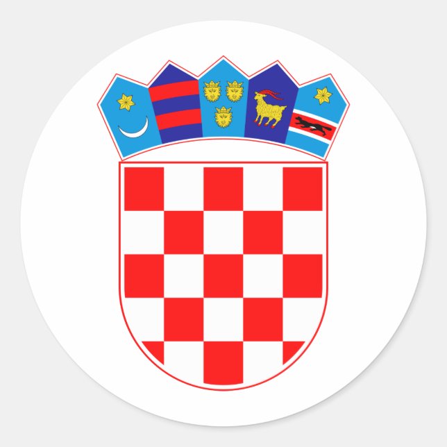 Pegatina Redonda Escudo De Armas De Croacia (Anverso)
