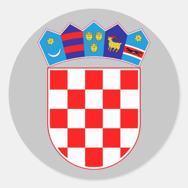 Pegatina Redonda Escudo de armas de Croacia (Anverso)