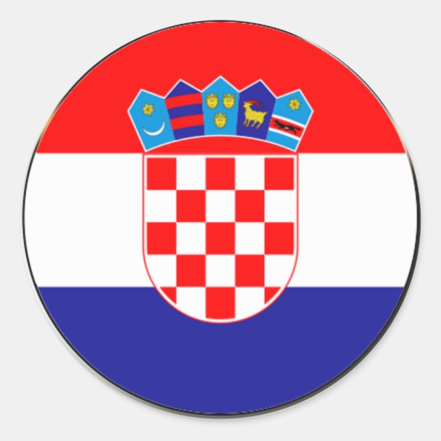 Pegatina Redonda Escudo de armas de Croacia | Grasa Hrvatski (Anverso)
