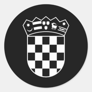 Pegatina Redonda Escudo de armas de Croacia, simple, tablero de aje