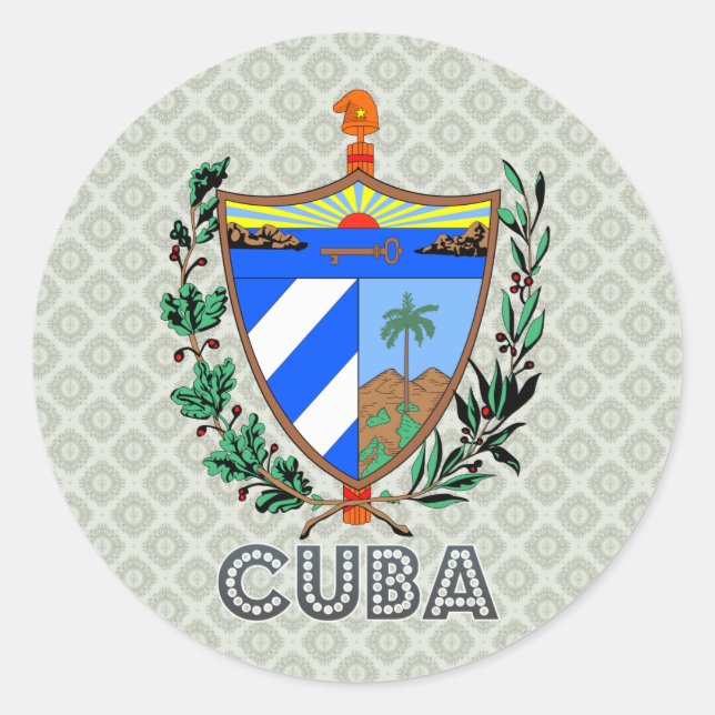 Pegatina Redonda Escudo de armas de Cuba (Anverso)