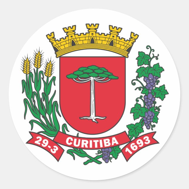 Pegatina Redonda Escudo de armas de Curitiba (Brasil) (Anverso)