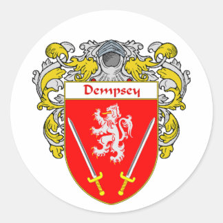Pegatina Redonda Escudo de armas de Dempsey (cubierto)