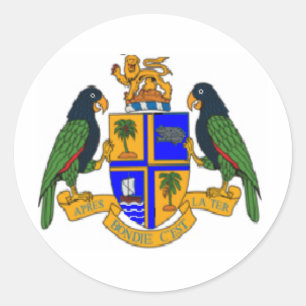 Pegatina Redonda Escudo de armas de Dominica