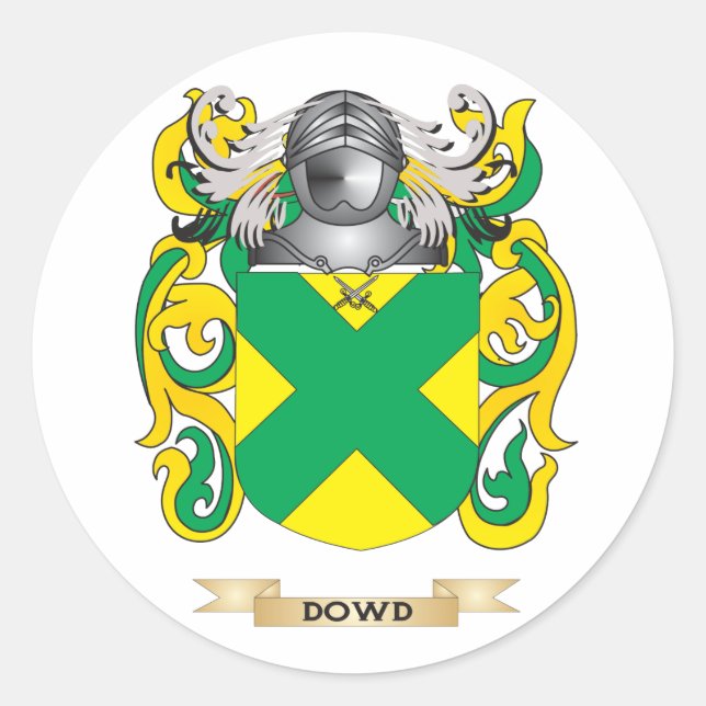 Pegatina Redonda Escudo de armas de Dowd (Anverso)