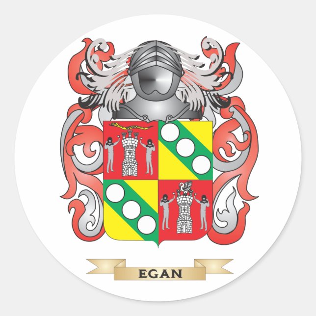 Pegatina Redonda Escudo de armas de Egan (Anverso)
