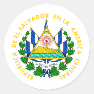 Pegatina Redonda Escudo de armas de El Salvador