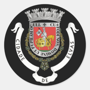 Pegatina Redonda Escudo de armas de Elvas, Portugal