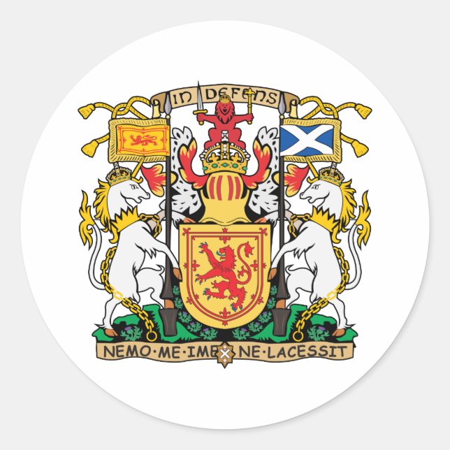 Pegatina Redonda Escudo De Armas De Escocia (Anverso)