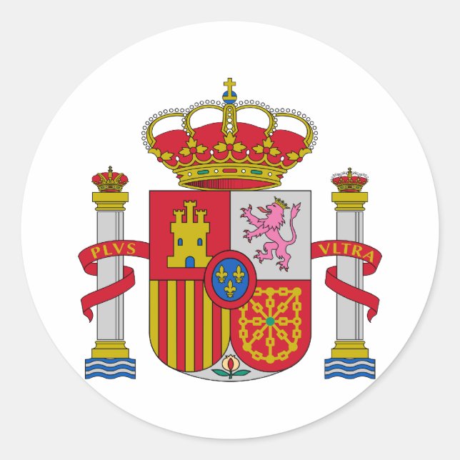 Pegatina Redonda Escudo de armas de España (Anverso)