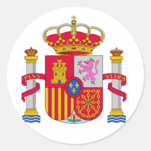 Pegatina Redonda Escudo de Armas de España