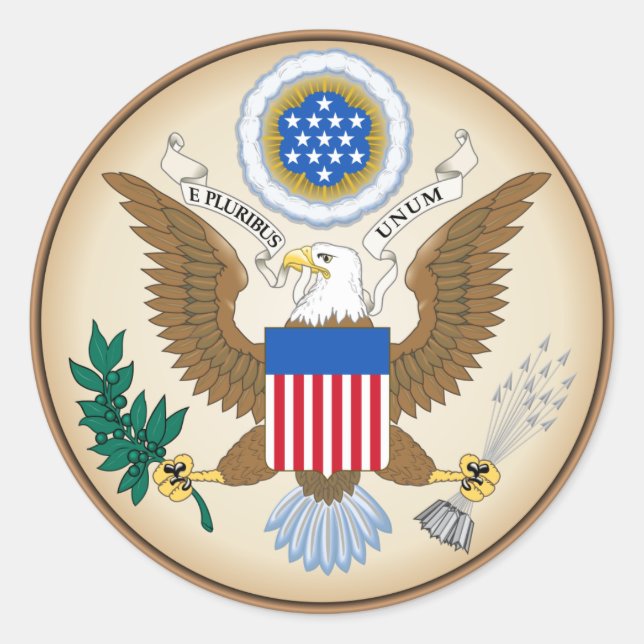 Pegatina Redonda Escudo de armas de Estados Unidos (Anverso)