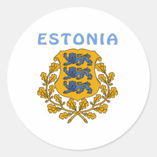 Pegatina Redonda Escudo De Armas De ESTONIA