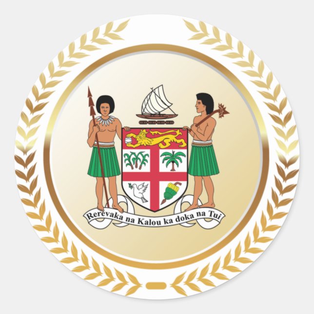 Pegatina Redonda Escudo de armas de Fiji (Anverso)