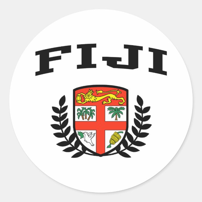 Pegatina Redonda Escudo de armas de Fiji (Anverso)