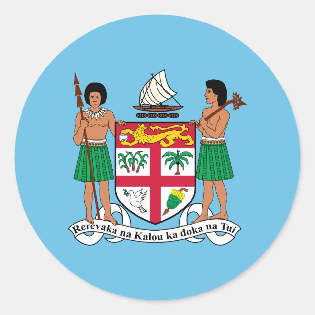 Pegatina Redonda Escudo de armas de Fiji, Fiji (Anverso)
