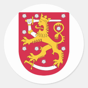 Pegatina Redonda Escudo de armas de Finlandia