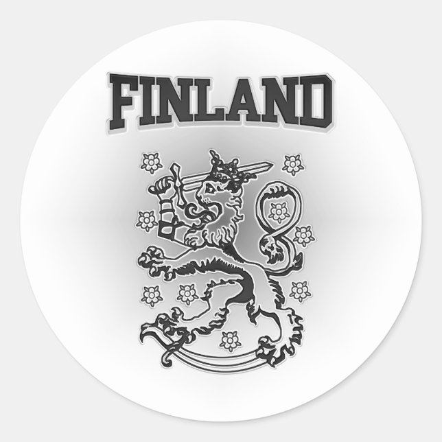 Pegatina Redonda Escudo de armas de Finlandia (Anverso)