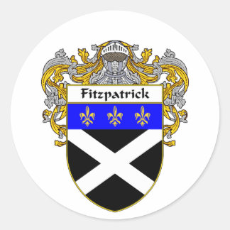 Pegatina Redonda Escudo de armas de Fitzpatrick (Mantled)